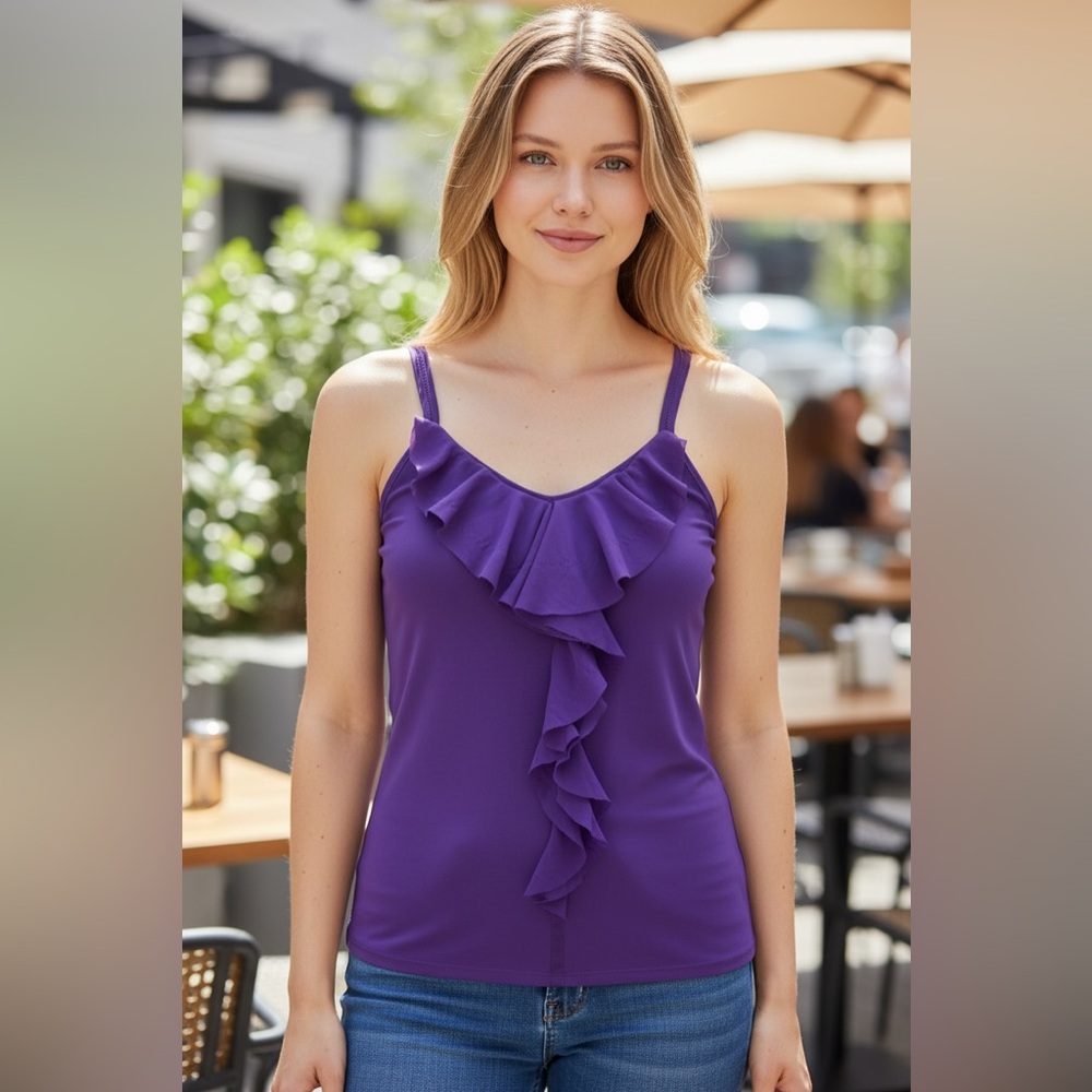 White House Black Market Ruffle Tank Top